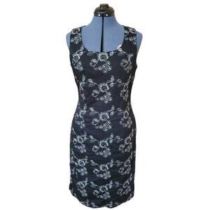 Vintage Jolibel embroidered sleeveless black midi dress size 10